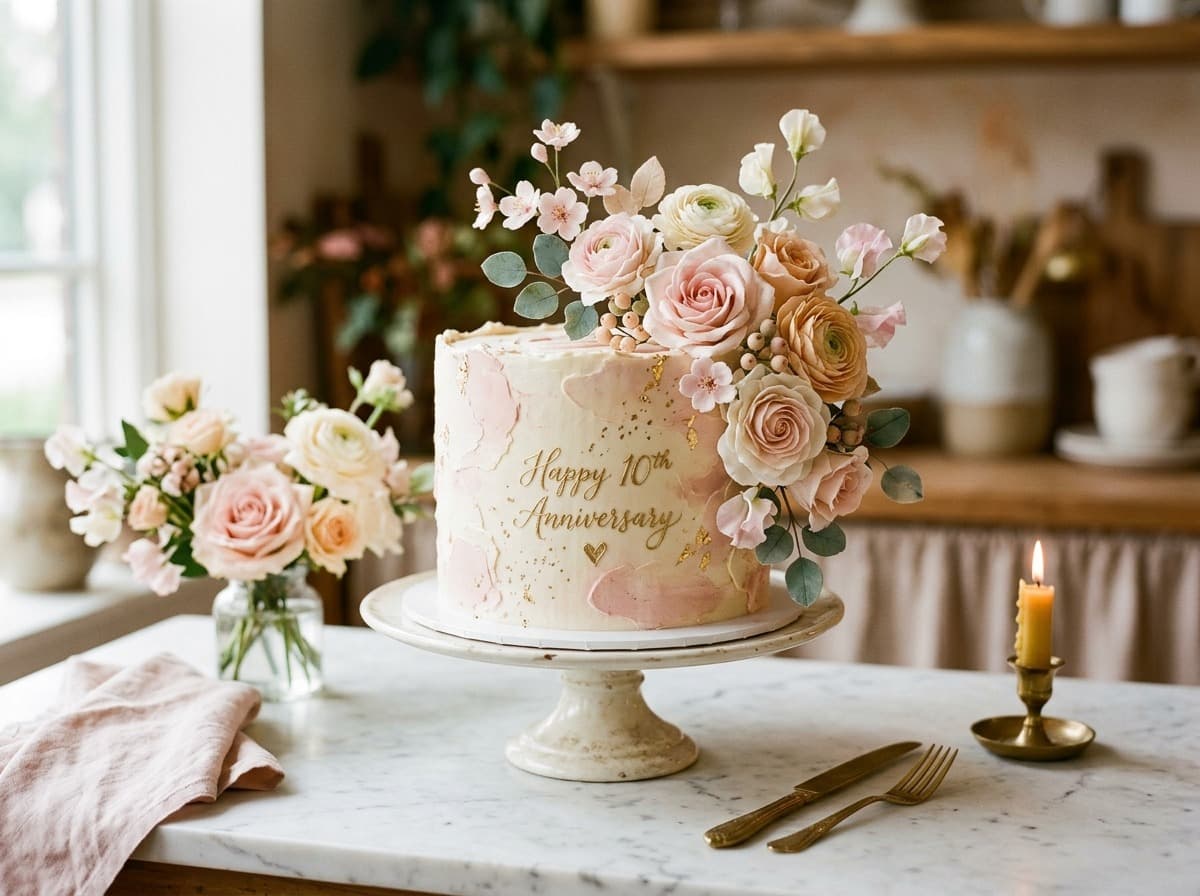 Elegant handcrafted floral celebration cake by Neeora Bakes