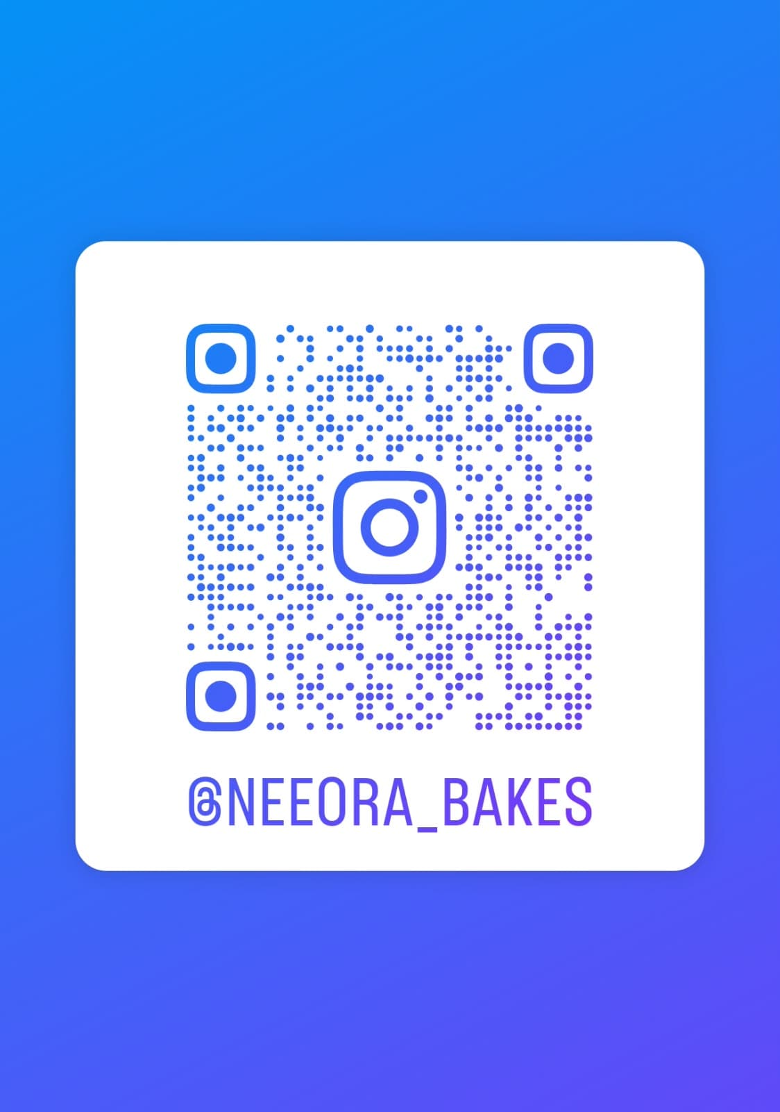 Scan to explore Neeora Bakes creations on Instagram