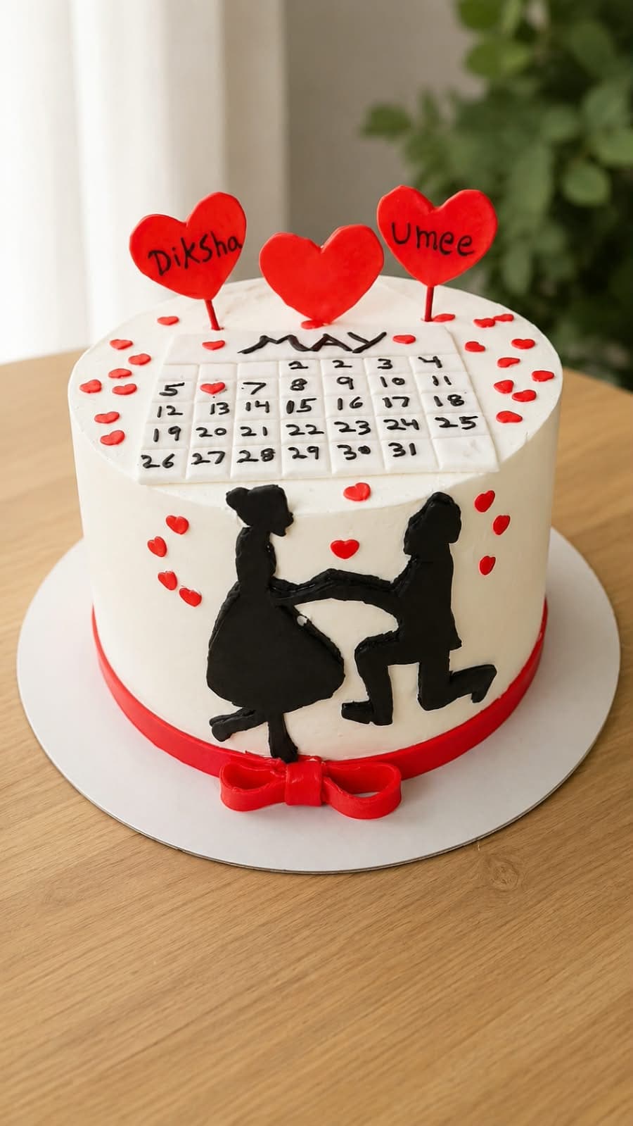 Anniversary Silhouette & Date Cake